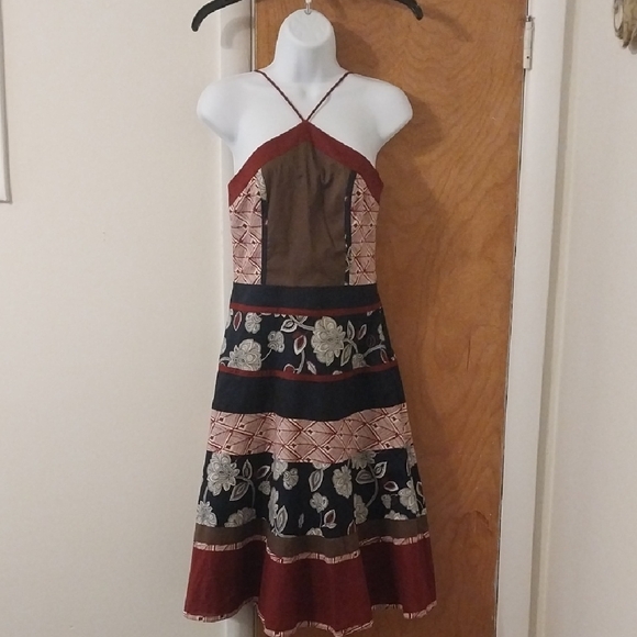 Bohemian Halter Dress with Floral Patterns - Picture 1 of 10